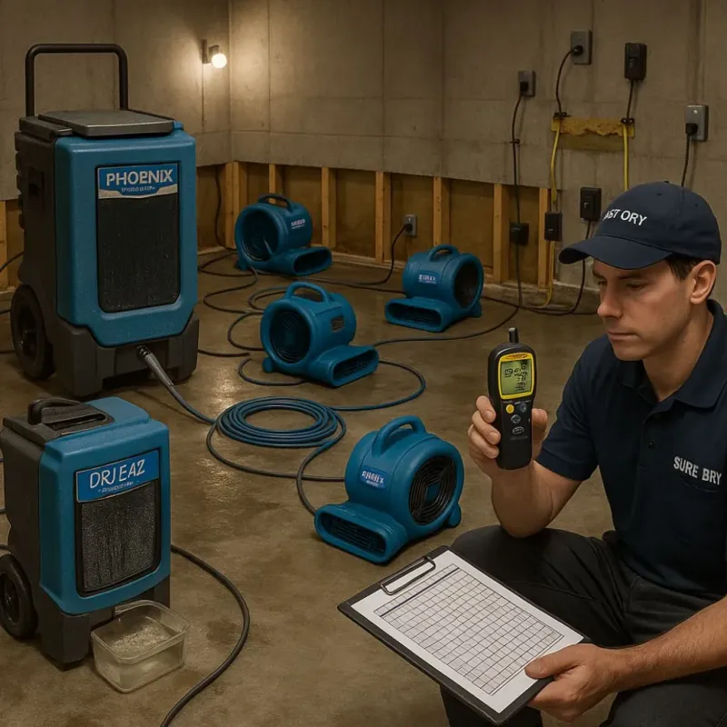 Structural Drying and Dehumidification process in Maple Glen, PA